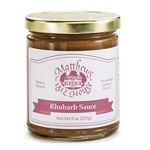 Matthews 1812 House Rhubarb Sauce- Small Batch Dessert Sauce, Gourmet Ice Cream Topping, All Natural, Vegan, 9 oz jar