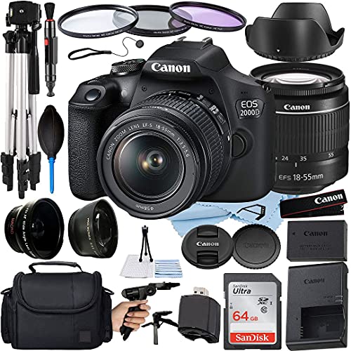 Canon EOS 2000D (Rebel T7) DSLR Camera 24.1MP with EFS 1855mm + A