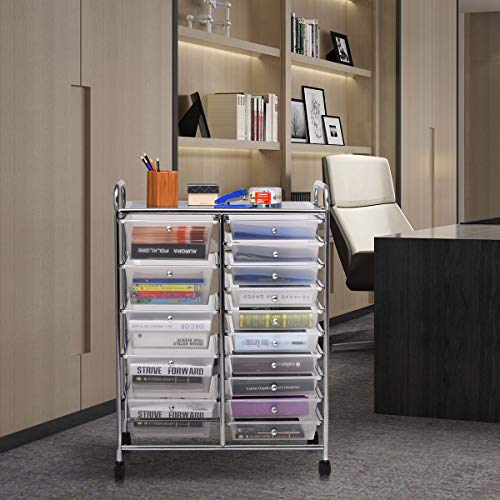 Giantex 15 Drawer Rolling Storage Cart Tools Scrapbook Paper Office