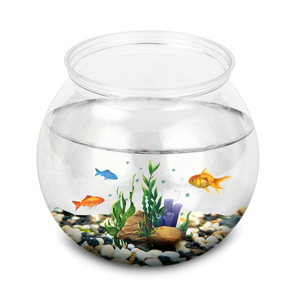 ULTECHNOVO Mini Fish Bowl for Decoration, 2Pcs Clear Goldfish Tank Household Fish Tank Clear Plastic Jar Vase for Aquarium Goldfish, Flower Plant Pot Decoration