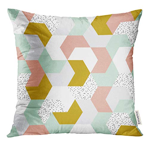 VANMI Throw Pillow Cover Green Geo Cute Colorful Arrow Endless of Geometric Shapes Black Mint Mini Decorative Pillow Case Home Decor Square 20x20 Inches Pillowcase