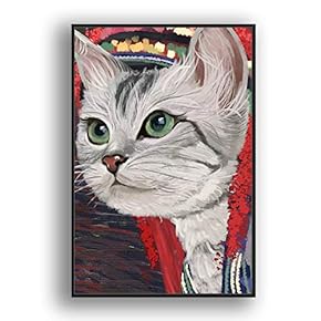 Framed Canvas Wall Art for Living Room, Bedroom Funny Cats Abstract Oil Painting Features Canvas Prints for Home Decoration Ready to Hanging - 16x24 inches