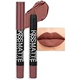 evpct 1Pcs Dark Brown Matte Lipstick and Lip Crayon Liner Pencil Pen Set for Women Roll up Lip Liner Dark brown Lip Stain Long Lasting Waterproof labiales mate magicos 24 horas originales 08