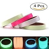4-Pack Glow in the Dark Tape ,High Luminance Photoluminescent Waterproof Removable Glow Tape Sticker(0.6
