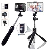 Selfie Stick Bluetooth - FREELLIGENT Extendable Selfie Stick with Wireless Remote and Tripod Stand Selfie Stick for iOS & Android