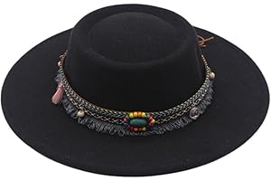 Classic Fedora Hat, Wide Brim Flat Cap Unisex Adult Church Derby Cap Wide Brim Classic Pork Pie Hat for Wedding Show Performa