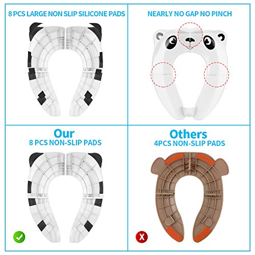 Portable Potty Training Seat, Upgrade Folding Non-Slip Travel Potty Seat for Toddler with Splash Guard, Famard Foldable Toilet Training Seat Cover with Carry Bag-White