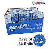 GripBlue 1.5 Inch (1.41"/36mm) X 60 YDs Multi-Use Blue Painters Tape | Premium Crepe Paper Masking Tape for Multi-Surfaces| Clean and Easy Removal | Case of 36 Rolls