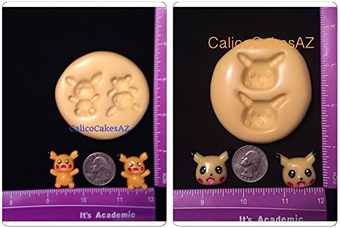 Pikachu Fondant Mold Set Chocolate Candy Gumpaste Soap Resin Clay