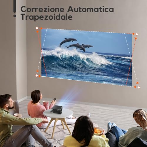 Mini Projector, AKIYO O1 Portable Projector 15000 Lumens, 2026 Upgraded 4K Video Projector Support Full HD 1080P, Car Keystone, 50% Zoom, 360° Rotatable for Phone/TV Stick/HDMI/USB/TF, Black