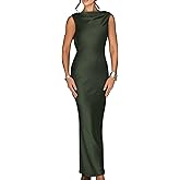 Memoriesea Women's Elegant Sleeveless High Neck Tie Cocktail Wedding Party Maxi Dress