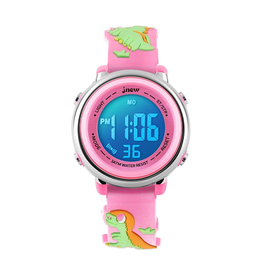 A ALPS Kids Watches Girl Watches Ages 5-11 Sports Waterproof 3D Cute Cartoon Digital 7 Color Lights Wrist Watch for Kids Gifts