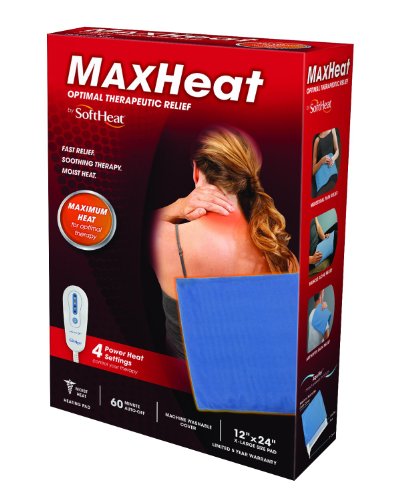 MaxHeat by SoftHeat Plus Heating Pad Moist/Dry, King Size, 12-Inch by 24-Inch, HP910-S