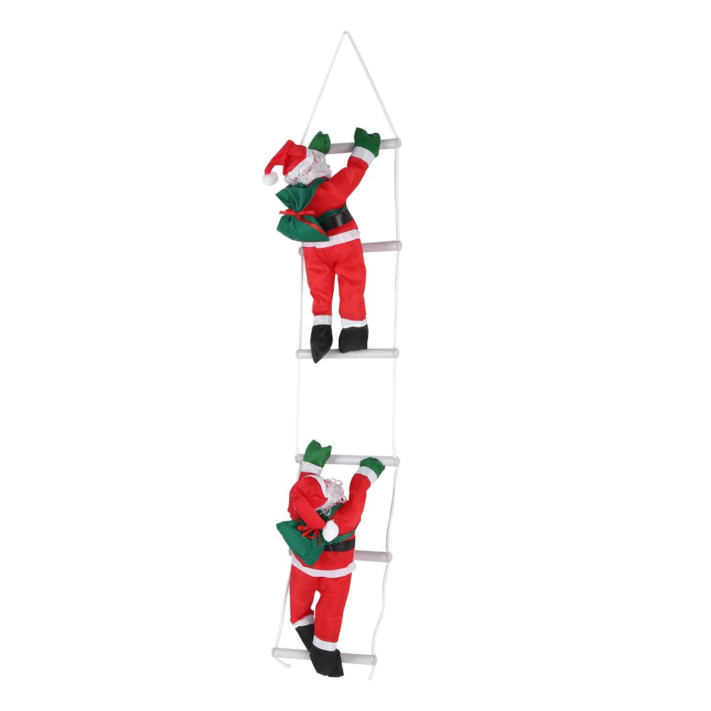 2 Santa Claus Climbing on Rope Ladder, Santa Claus Decoration Toys for Christmas Tree Indoor/Outdoor Hanging Ornament