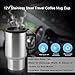 Carperipher 12V Car Heated Mug Tech Tool Stainless Steel Travel Electric Cup Vacuum Thermos Smart Temperature Control for Heating Water, Coffee, Milk and Tea with Airtight Lid, Auto Charger