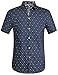SSLR Men's Prints Casual Short Sleeve Button Down Shirt (Medium, Rust Indigo)