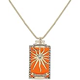 SELENICHAST Tarot Card Necklace Gold Plated Vintage Necklace Good Luck Amulet Tarot Pendant Necklace for Women Men Gifts