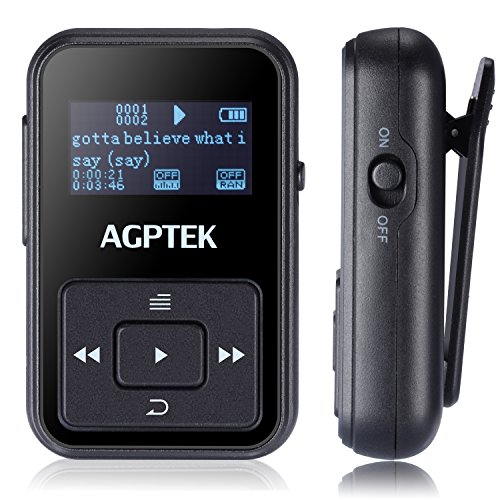 AGPTEK A12 8GB Portable Clip Mp3 Player with FM Radio|30 Hours Playback