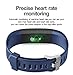 Fitness Tracker Heart Rate Monitor Gemeita Sport Smart Wristband IP67 Waterproof Wearable Activity Tracker with Steps&Calorie Burned and Distance Counter Sleep Monitor Pedometer (blue)