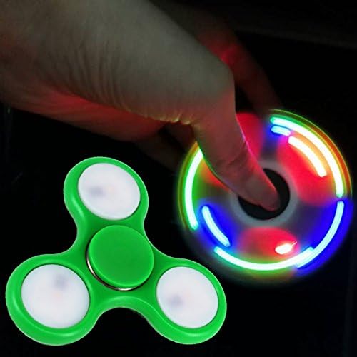Topstone LED Glowing Tri Hand Spinner Fidget Toy With 3 Color LED LIGHT Stress Reducer Ceramic Bearing - Perfect Help For ADD, ADHD, Anxiety, and Autism Adult Children (Green)