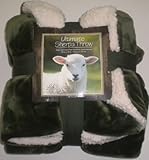 Ultimate Sherpa Throw Blanket Green Reversible Cream 60