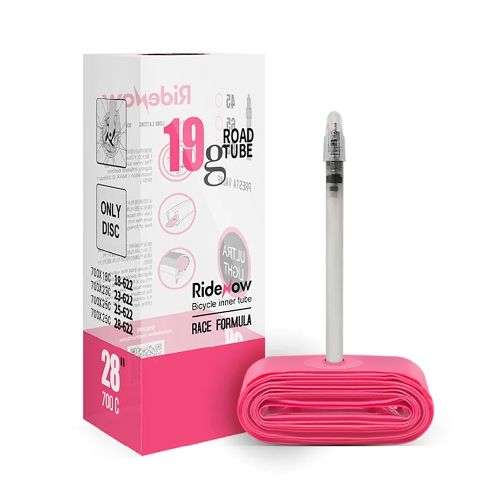 RIDENOW - TPU Road Camera 700/18C-28C. Ultra Light 19g Fine Presta Valve (45mm)