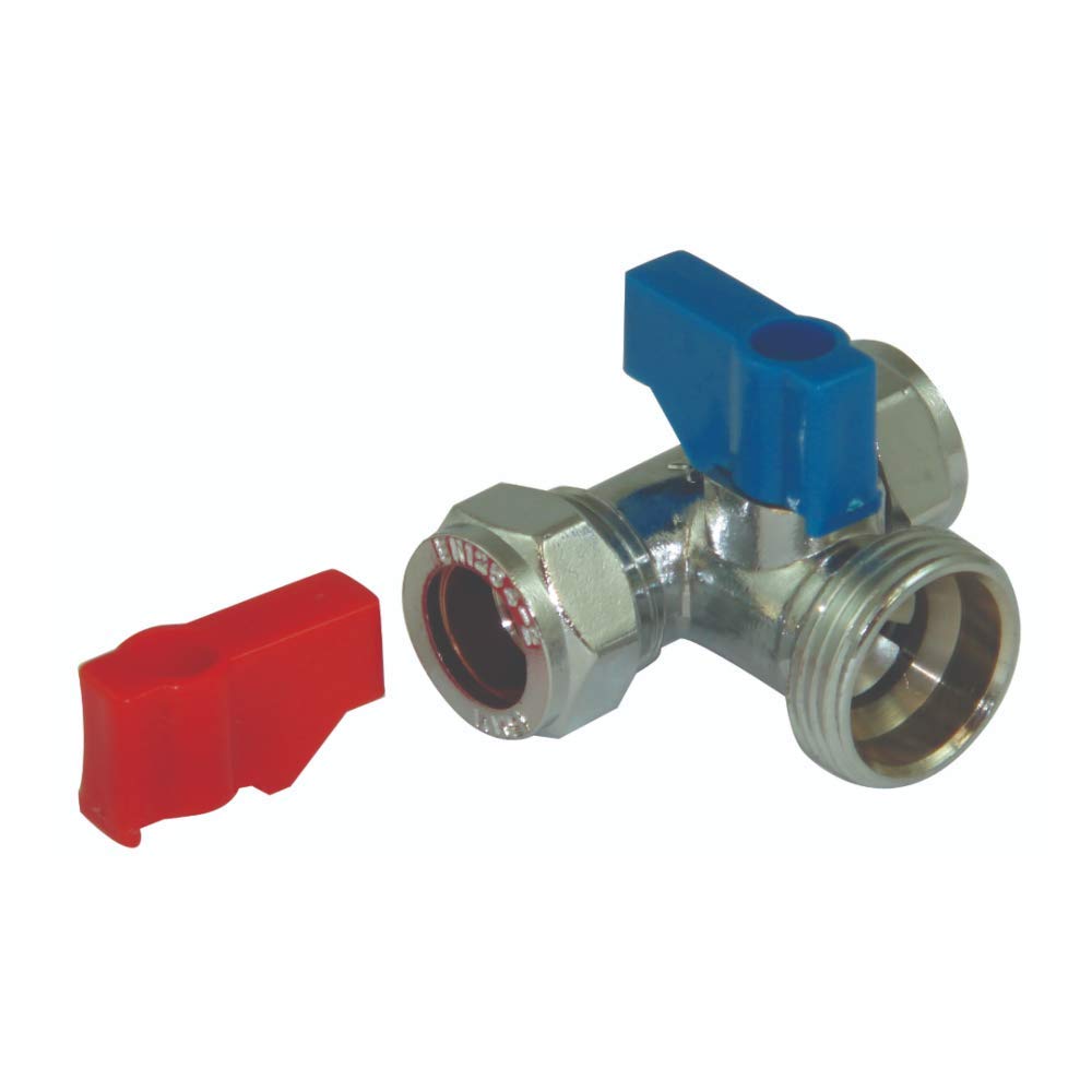 Aumix 15mm x ¾ inch Tee Washing Machine/Dishwasher Valve Tap T Connector x1 — image 1