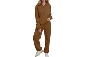 HOUJIBFA Womens 2 Piece Outfits Lounge Half Zip Hoodie Sweatsuit Sets Oversized Sweatshirt Baggy Fall Fashion Sweatpants