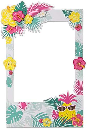 Wcaro Hawaiian Luau Selfie Frame Photo Booth Props Moana Summer Party Decorations for Tropical Tiki Birthday Baby Shower Bridal Shower Wedding Party Supplies