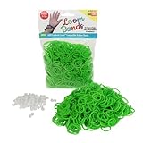 Loom Rubber Bands - 600 Rubber Band Refill Pack with Clips (GREEN) - 100% Latex Free