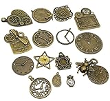 Pack of 15 Mixed Antique Bronze Charms watch Clock Face Alloy Pendants,DIY Crafts,Jewelry Making,Steampunk Pendants
