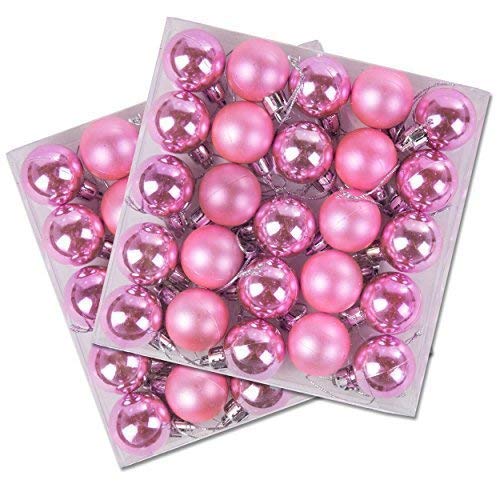Robelli Pack of 48 Miniature Shiny & Matte Christmas Tree Baubles (Light Pink)