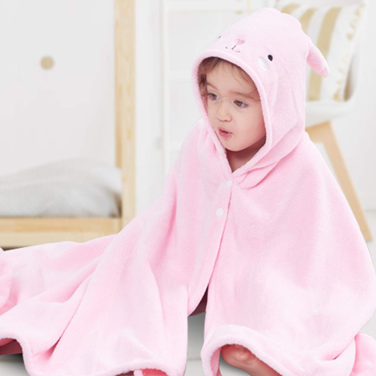RioRand Kids Bath Towels,Premium Hooded Towel for Toddler Highly Absorbent Coral Fleece Bathrobe for Boys Girls-27.5\