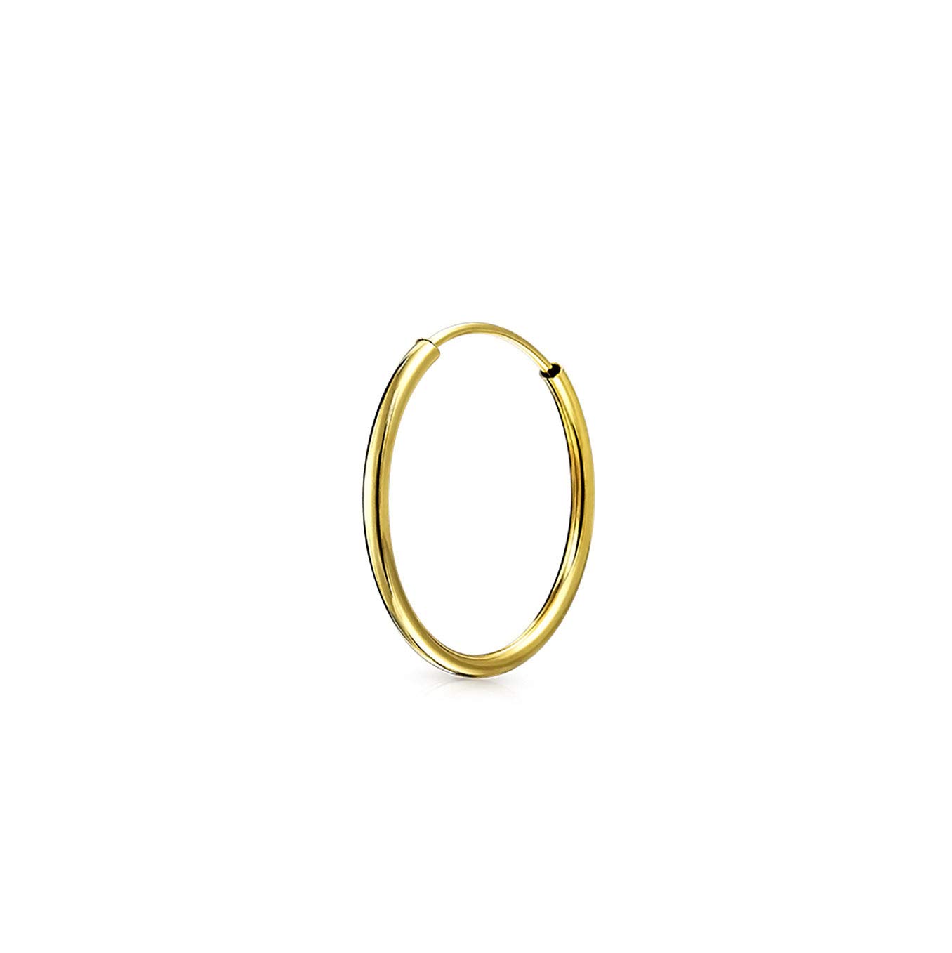 Bling Jewelry Tiny 1pc Minimalist Thin Real Gold Ear Hoop Tragus Cartilage Piercing Conch Daith Earring For Women Teens .50 Inch