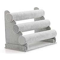 Yugust Velvet Bracelet Holder,3-Tier Detachable Bracelet Stand,Watch Bangle Jewelry Organizer Display Rack for Jewelry Storage and Display (Gray)