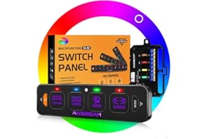 Auxbeam 4 Gang Slim Switch Panel RGB AS-R40 Toggle Momentary Pulsed Dimmable Backlight Multifunction Switch Panel with Memory