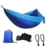 Double Camping Hammock, Youandme Lightweight Parachute Portable Hammocks for Hiking , Travel , Backpacking , Beach , Yard . Gear Includes Nylon Straps & Steel Carabiners, Size 118