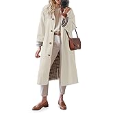 Tankaneo Womens Long Trench Coat Single Breasted Oversized Windproof Overcoat Fashion Outerwear