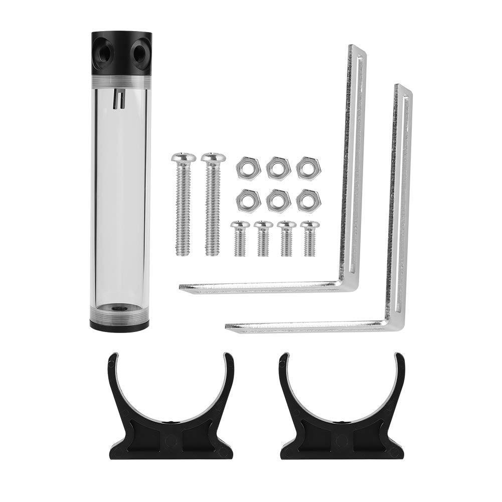 VBESTLIFE Water Cooling Tank, 190mm / 240mm / 300mm / 400mm*50mm Diameter POM Cylindrical CPU Water Cooler Reservoir System Heat Sink Kit for PC Computer(240mm)