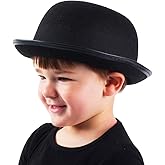 Funny Party Hats Bowler Hat - Black Derby Hat for Kids - Felt Costume Hat - One Size - Children's Unisex Headwear