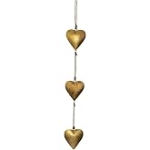Mie Creations Vintage Metal Heart Wall Hanging Decor, Golden Hearts 27'' | Country Wall Art, Anniversary Bedroom Decorations for Couples, Farmhouse Rustic Love Hearts, Antique Valentine Gift