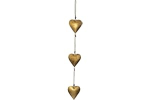 Mie Creations Vintage Metal Heart Wall Hanging Art, Gold Hearts Shaped Bedroom Wall Decor | Anniversary Decorations for Couples, Farmhouse Country Rustic Love Heart, Golden 27''