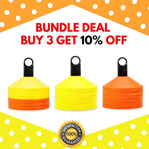 Bltzpro Disc Cones (Set of 56) - Agility Soccer Cones with Carry Bag and Holder for Training, Football, Kids, Sports, Field Cone Markers - Includes Top 25 Drills eBook (Yellow) - Thumbnail 7