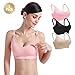 Romere 3PACK Womens Nursing Bra Bralette for Maternity and Breastfeeding Seamless Wireless Breathable Sleep, Large, Black/Beige/Pink/Gray/Purplebean