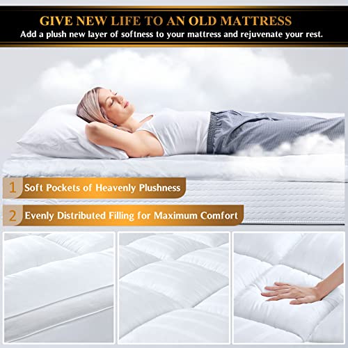 Extra Thick Pillow Top 3 Inch Mattress Topper King Size for Firm