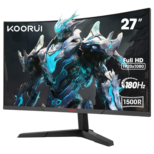 Monitor 27 Pulgadas Curvo Monitor Gaming 180HZ, FHD 1080P, 1500R, DCI-P3 90%, HDR, VA 3000:1, 2xHDMI 2.0, DP 1.2, Eye Care, VESA, Adaptive Sync, Inclinación