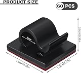 ZGTS 60Pcs Cable Clips Self Adhesive Outdoor Light Wire Clips 14mm 12.6mm Black view 2