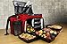 Meal Prep Lunch Box ISOBAG - Large Insulated 6 Meal Prep Bag/Cooler With 12 Containers, 3 Ice Packs & Shoulder Strap (Red/Black) - MADE IN USA