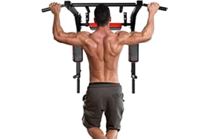 STARBRILLIANT Multi-functional Wall Mounted Pull Up Bar Heavy Duty Chin Up Bar for Home Gym Indoor Upper Body Workout, Power Tower Set Training Equipment Fitness Dip Stand Supports to 440 Lbs