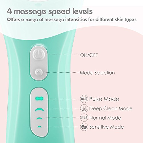 Lavany Sonic Cleansing Brush, Waterproof, Skin Exfoliating, Cleansing System for Deep Cleaning, 4 Mode Settings with 2 Brush Heads